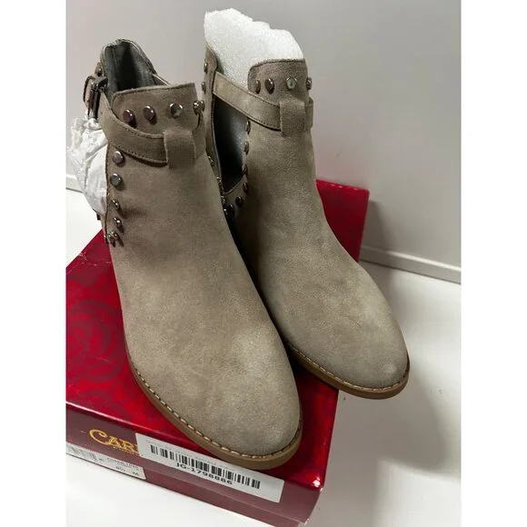 Carlos Santana Blake Suede Sand Ankle Studded Booties Women’s Size 8.5 NEW - Picture 3 of 6